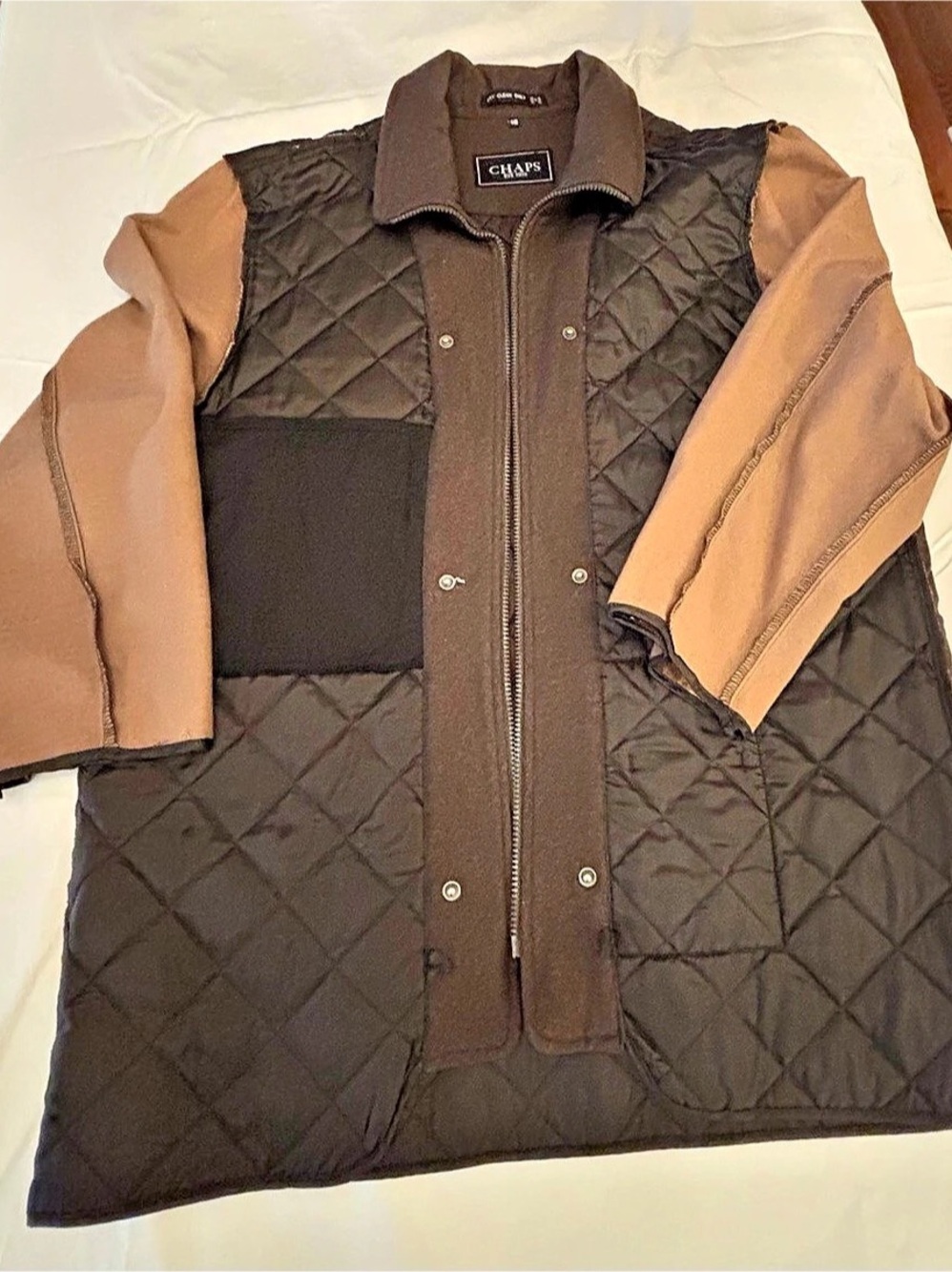 Chaps Quilted Jacket in Brown & Black Size 44R